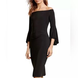 Ralph Lauren Off-The-Shoulder Bell-Sleeve Dress. Size 4